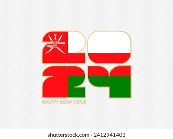 Abstract numbers 2024 with flag of Oman. Vector illustration.