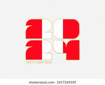 Abstract numbers 2024 with flag of Peru. Vector illustration.