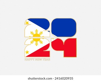 Número abstracto 2024 con bandera de Filipinas. Ilustración vectorial.