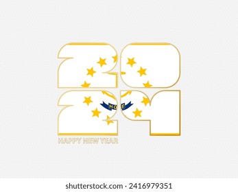 Abstract numbers 2024 with flag of Rhode Island. Vector illustration.