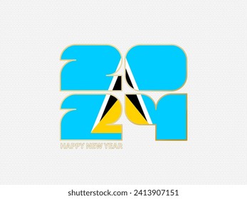 Abstract numbers 2024 with flag of Saint Lucia. Vector illustration.