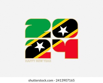Abstract numbers 2024 with flag of Saint Kitts and Nevis. Vector illustration.