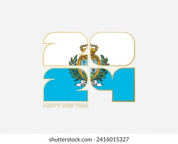 Abstract numbers 2024 with flag of San Marino. Vector illustration.