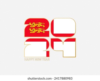 Abstract numbers 2024 with flag of Sark. Vector illustration.