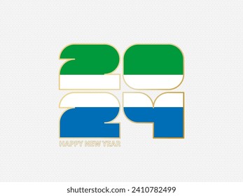 Abstract numbers 2024 with flag of Sierra Leone. Vector illustration.