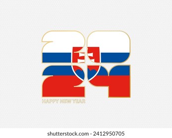 Abstract numbers 2024 with flag of Slovakia. Vector illustration.