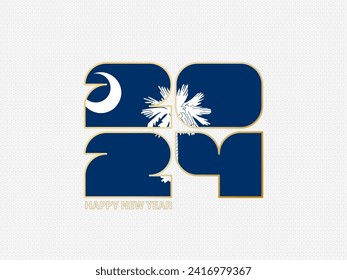 Abstract numbers 2024 with flag of South Carolina. Vector illustration.