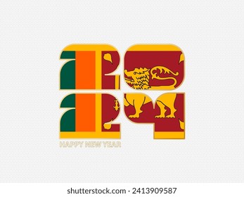 Número abstracto 2024 con bandera de Sri Lanka. Ilustración vectorial.
