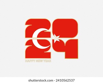 Abstract numbers 2024 with flag of Turkey. Vector illustration.