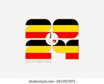Abstract numbers 2024 with flag of Uganda. Vector illustration.