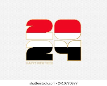 Abstract numbers 2024 with flag of Yemen. Vector illustration.