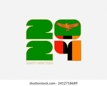 Abstract numbers 2024 with flag of Zambia. Vector illustration.