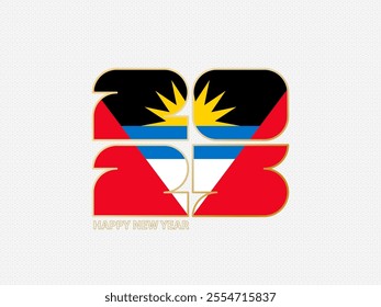 Abstract numbers 2025 with flag of Antigua and Barbuda. Vector illustration.