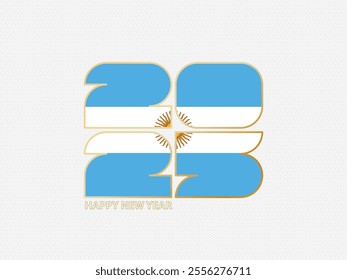 Abstract numbers 2025 with flag of Argentina. Vector illustration.