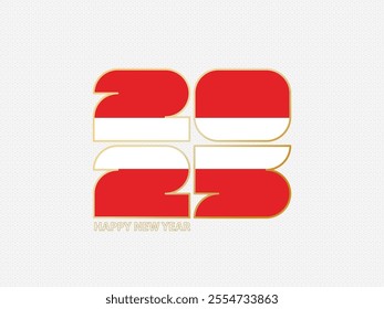 Abstract numbers 2025 with flag of Austria. Vector illustration.