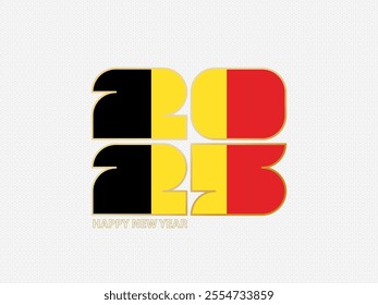 Abstract numbers 2025 with flag of Belgium. Vector illustration.