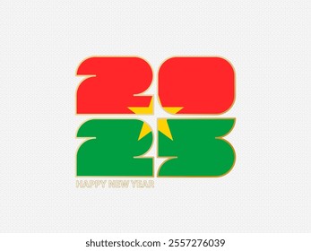 Abstract numbers 2025 with flag of Burkina Faso. Vector illustration.