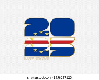 Abstract numbers 2025 with flag of Cape Verde. Vector illustration.