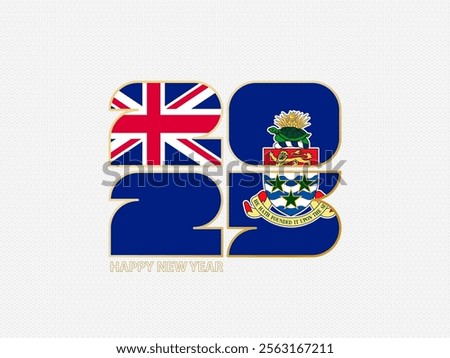 Abstract numbers 2025 with flag of Cayman Islands. Vector illustration.