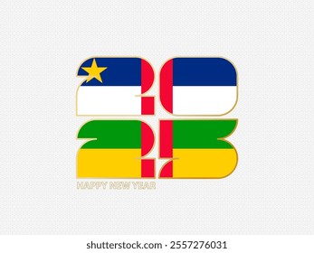 Abstract numbers 2025 with flag of Central African Republic. Vector illustration.