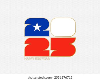 Abstract numbers 2025 with flag of Chile. Vector illustration.