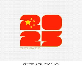 Abstract numbers 2025 with flag of China. Vector illustration.