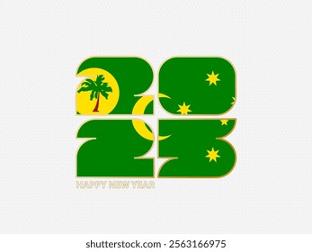 Abstract numbers 2025 with flag of Cocos Islands. Vector illustration.