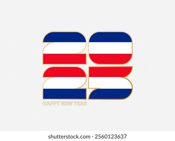 Abstract numbers 2025 with flag of Costa Rica. Vector illustration.