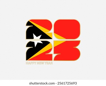 Abstract numbers 2025 with flag of East Timor. Vector illustration.