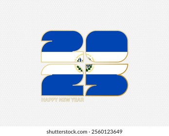 Abstract numbers 2025 with flag of El Salvador. Vector illustration.