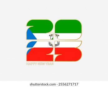 Abstract numbers 2025 with flag of Equatorial Guinea. Vector illustration.