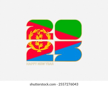 Abstract numbers 2025 with flag of Eritrea. Vector illustration.