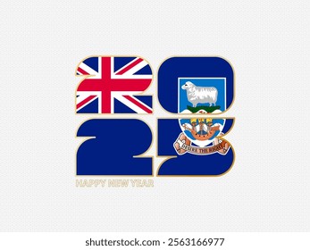 Abstract numbers 2025 with flag of Falkland Islands. Vector illustration.