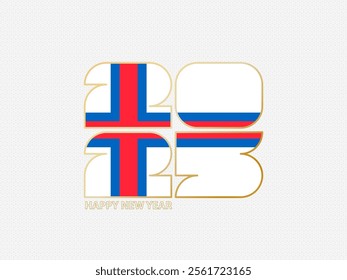 Abstract numbers 2025 with flag of Faroe Islands. Vector illustration.