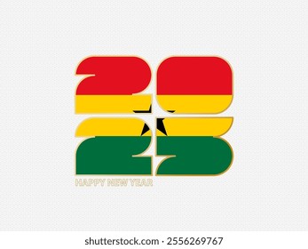 Abstract numbers 2025 with flag of Ghana. Vector illustration.