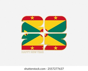 Abstract numbers 2025 with flag of Grenada. Vector illustration.