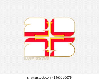 Abstract numbers 2025 with flag of Guernsey. Vector illustration.