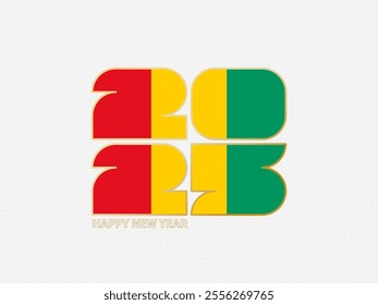 Abstract numbers 2025 with flag of Guinea. Vector illustration.