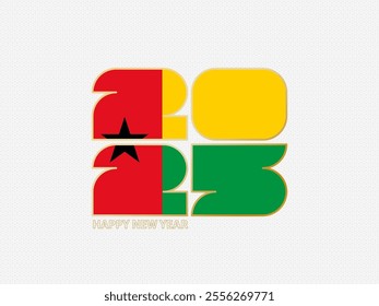 Abstract numbers 2025 with flag of Guinea-Bissau. Vector illustration.