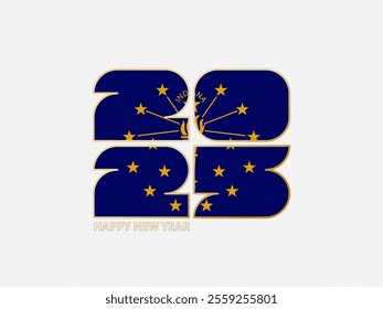 Abstract numbers 2025 with flag of Indiana. Vector illustration.