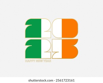 Abstract numbers 2025 with flag of Ireland. Vector illustration.