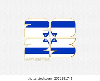 Abstract numbers 2025 with flag of Israel. Vector illustration.