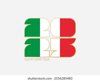 Abstract numbers 2025 with flag of Italy. Vector illustration.