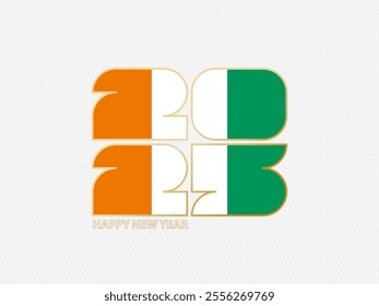 Abstract numbers 2025 with flag of Ivory Coast. Vector illustration.