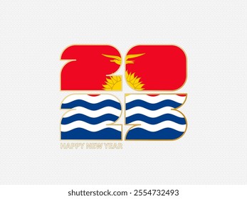 Abstract numbers 2025 with flag of Kiribati. Vector illustration.