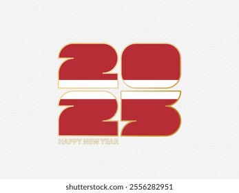 Abstract numbers 2025 with flag of Latvia. Vector illustration.
