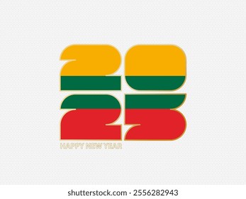 Abstract numbers 2025 with flag of Lithuania. Vector illustration.