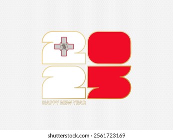 Abstract numbers 2025 with flag of Malta. Vector illustration.