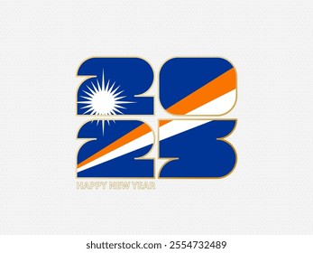 Abstract numbers 2025 with flag of Marshall Islands. Vector illustration.