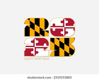 Abstract numbers 2025 with flag of Maryland. Vector illustration.